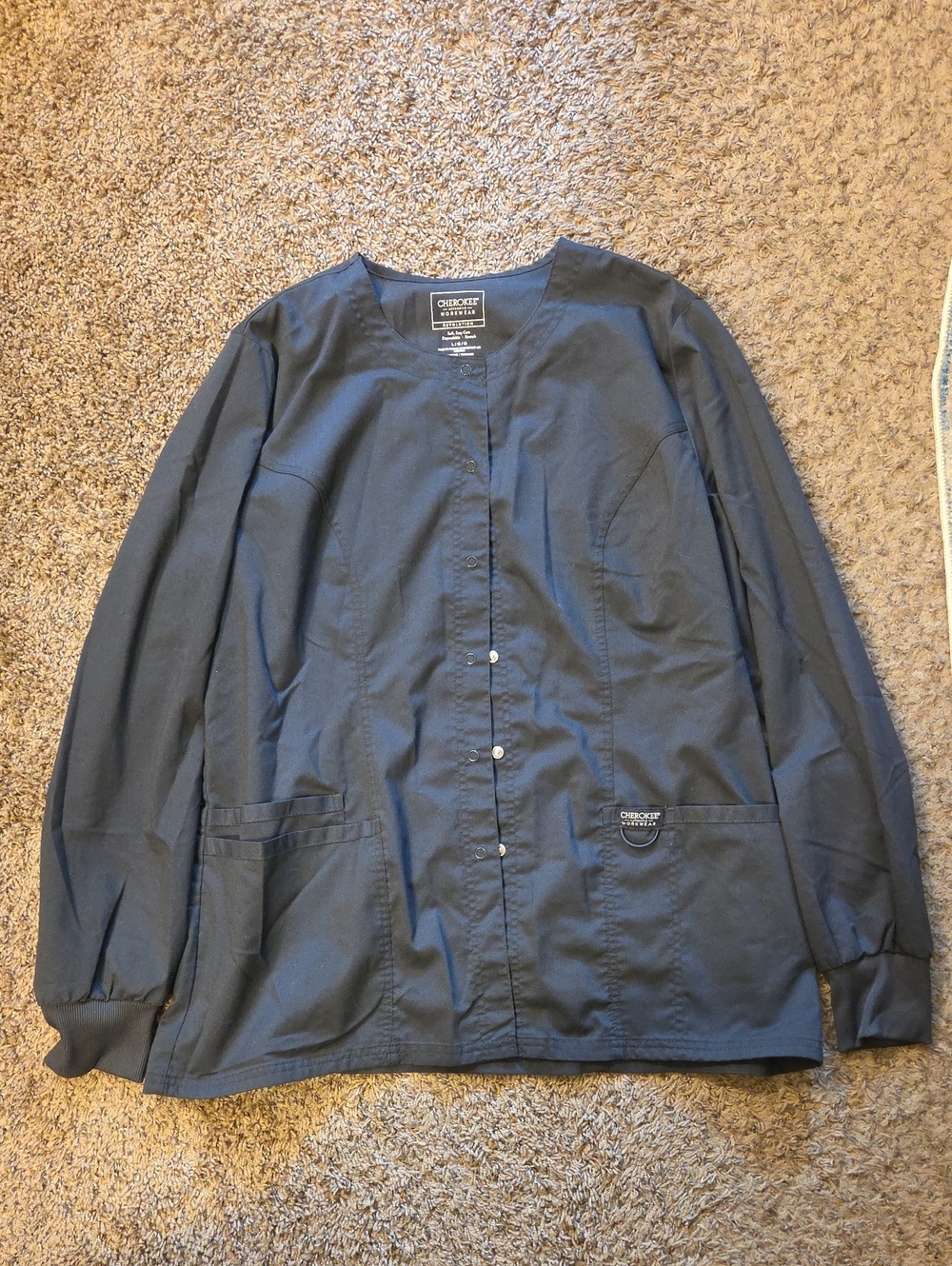 Grey Scrub Snap-Front Shirt Jacket for Women